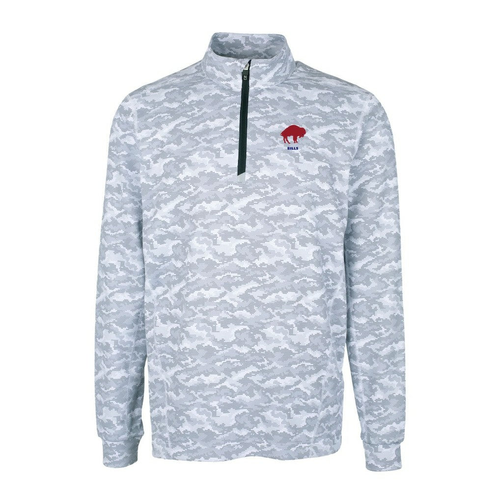 NFL Buffalo Bills Cutter & Buck Throwback Logo Traverse Camo Print Stretch Quarter-Zip Pullover Top