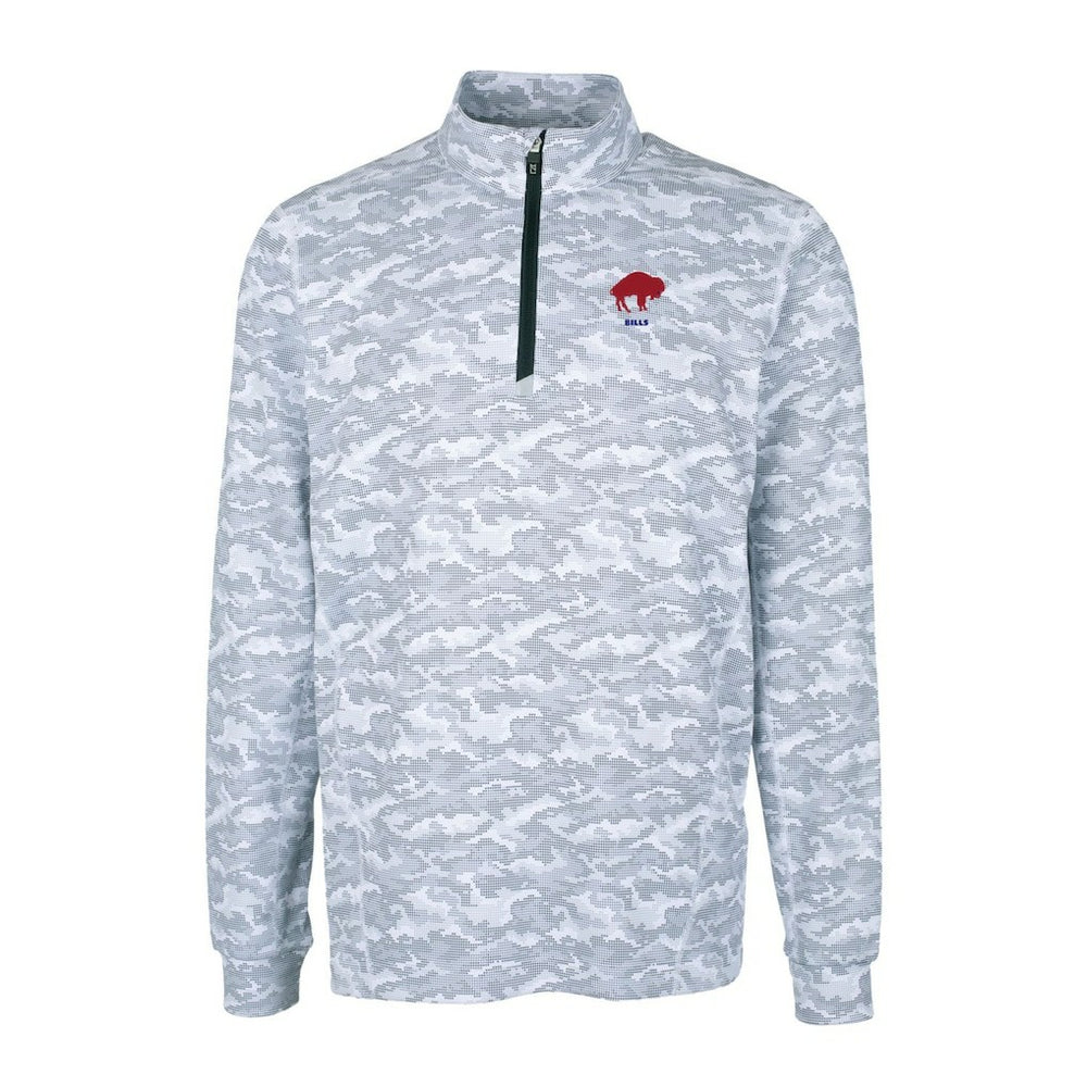 NFL Buffalo Bills Cutter & Buck Throwback Logo Traverse Camo Print Stretch Quarter-Zip Pullover Top