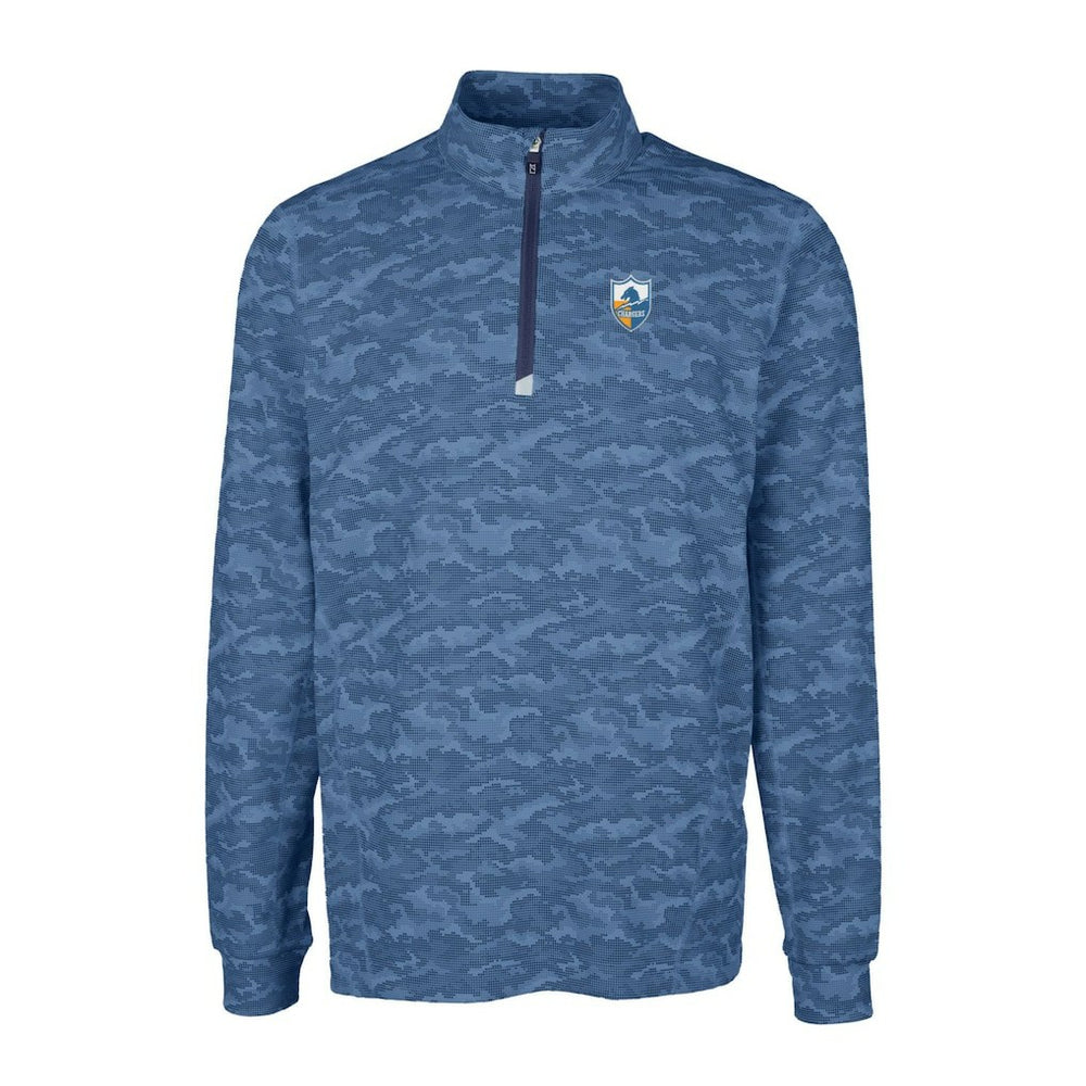 NFL Los Angeles Chargers Cutter & Buck Throwback Logo Traverse Camo Print Stretch Quarter-Zip Pullover Top