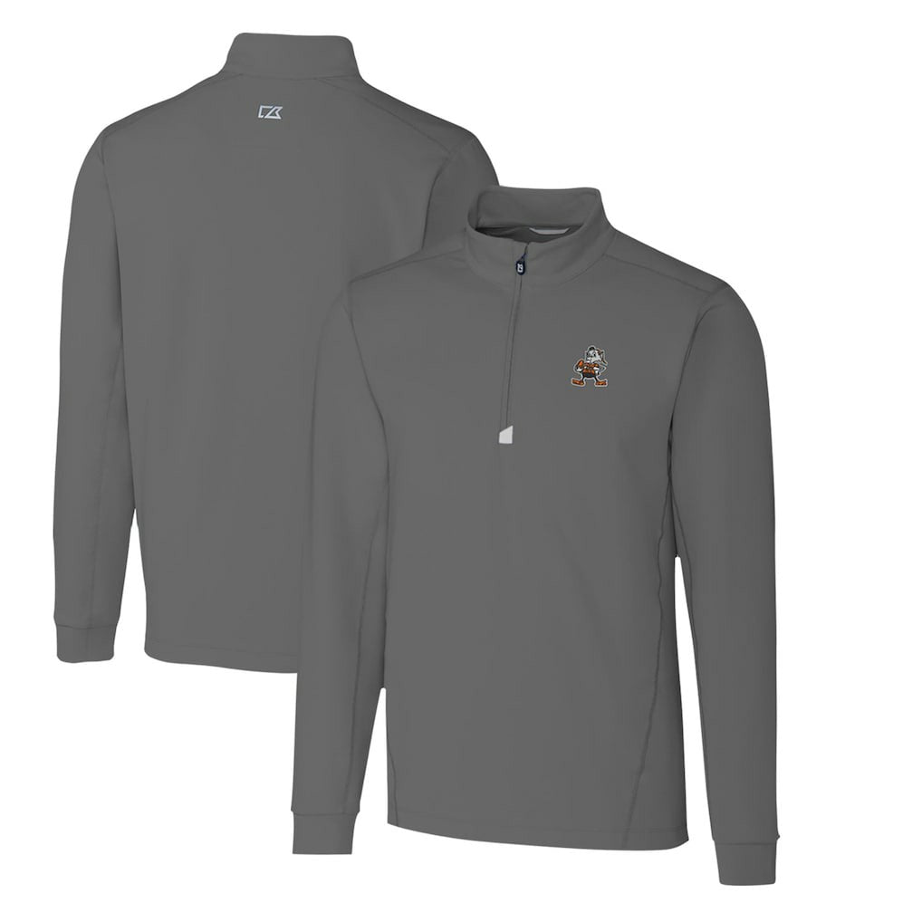 NFL Cleveland Browns Cutter & Buck Throwback Logo Traverse Stretch Quarter-Zip Pullover Top