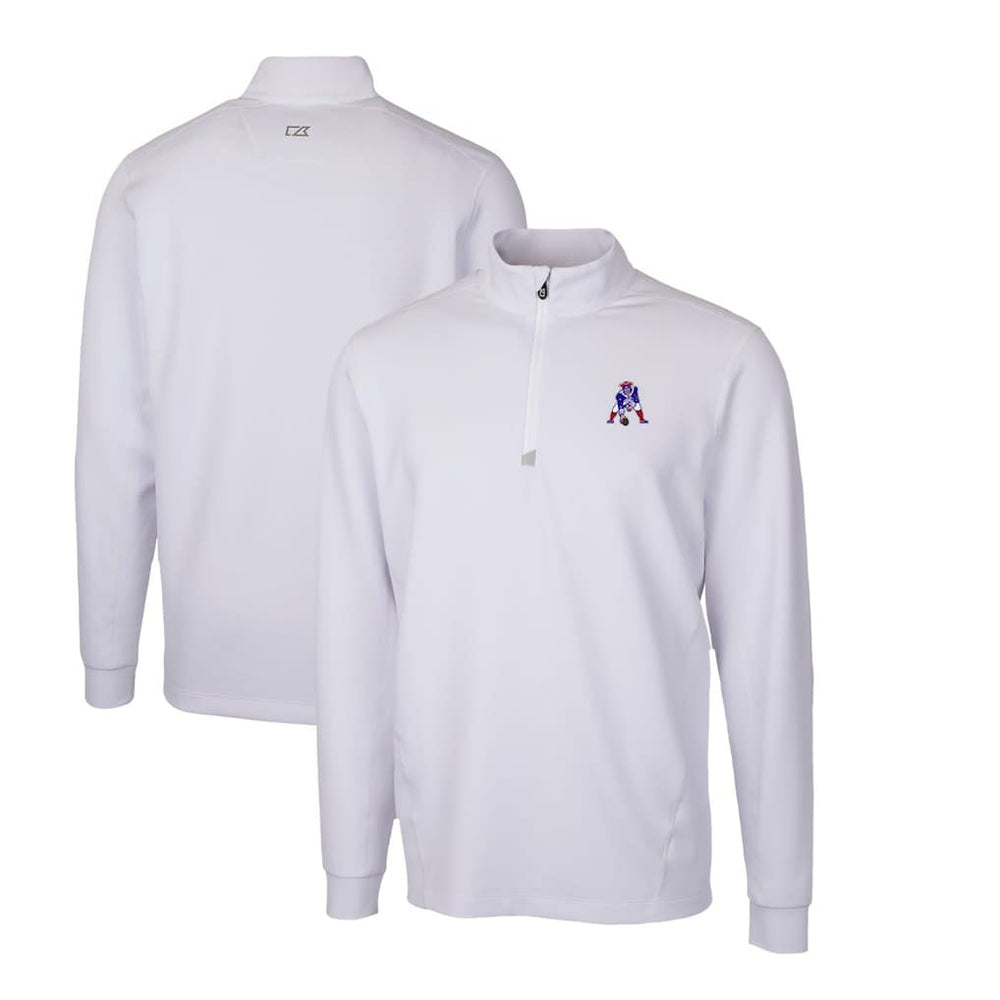 NFL New England Patriots Cutter & Buck Throwback Logo Traverse Stretch Quarter-Zip Pullover Top