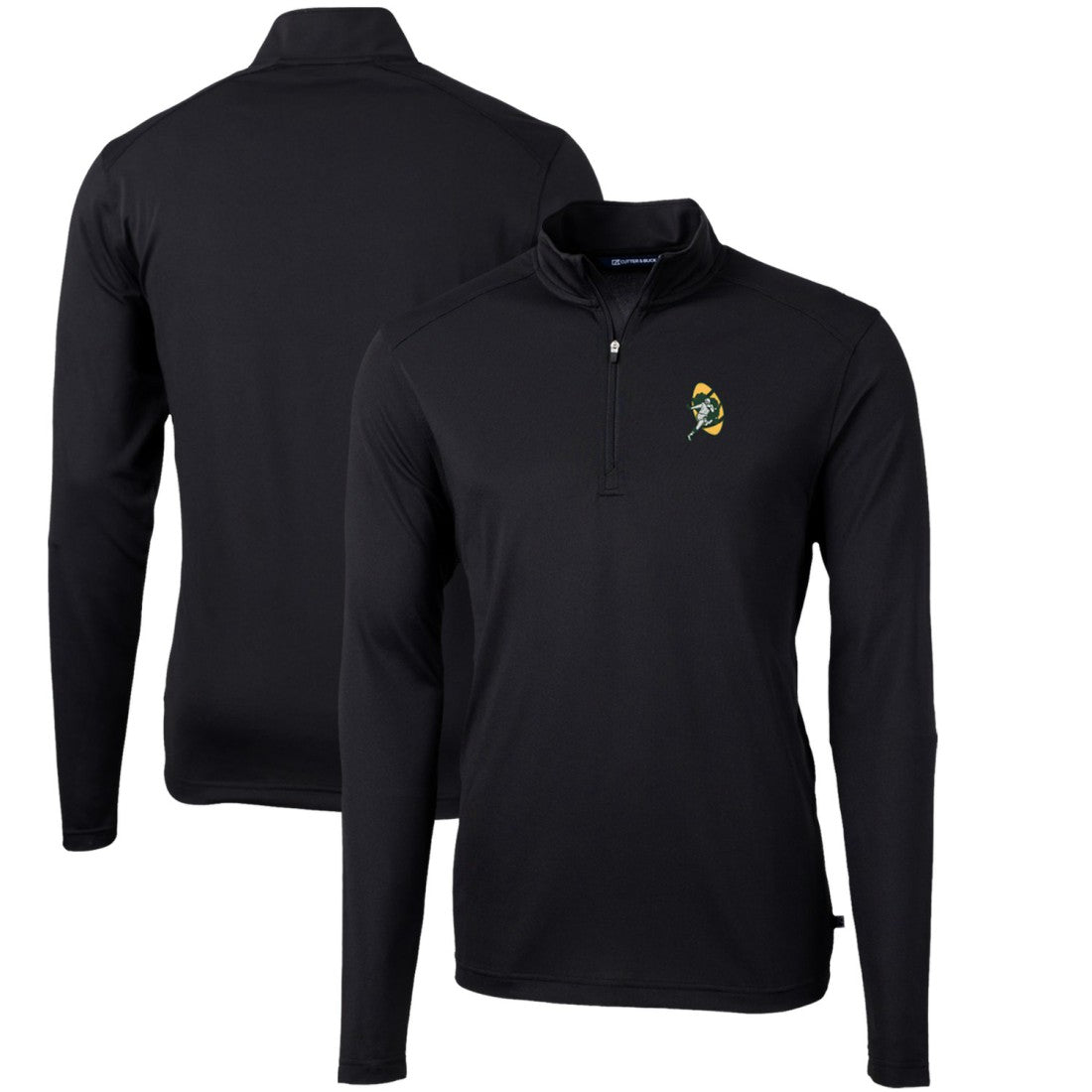 NFL Green Bay Packers Cutter & Buck Throwback Logo Virtue Eco Pique Recycled Quarter-Zip Pullover Top