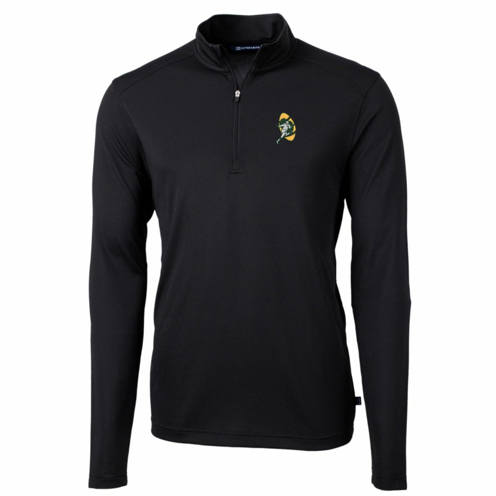 NFL Green Bay Packers Cutter & Buck Throwback Logo Virtue Eco Pique Recycled Quarter-Zip Pullover Top
