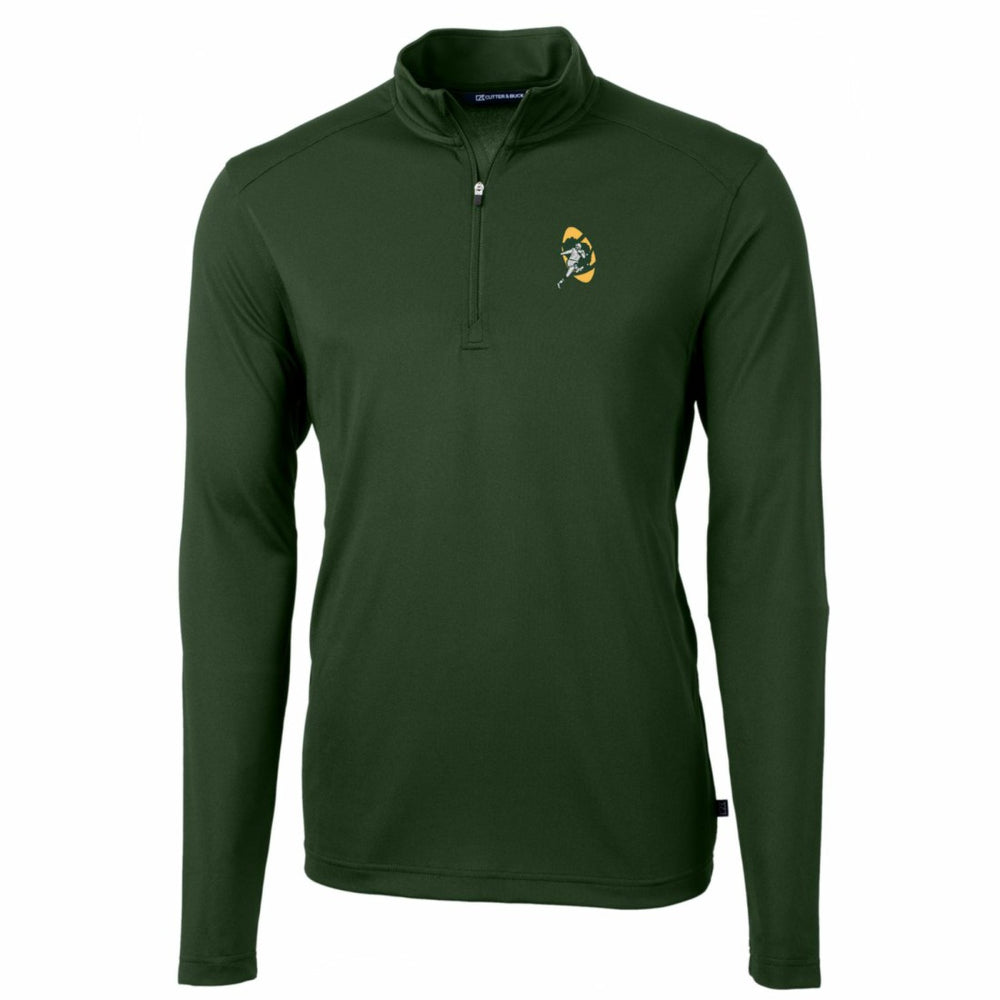 NFL Green Bay Packers Cutter & Buck Throwback Logo Virtue Eco Pique Recycled Quarter-Zip Pullover Top