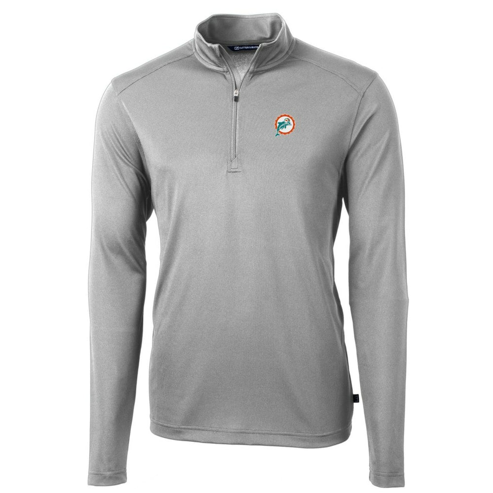 NFL Miami Dolphins Cutter & Buck Throwback Logo Virtue Eco Pique Recycled Quarter-Zip Pullover Top