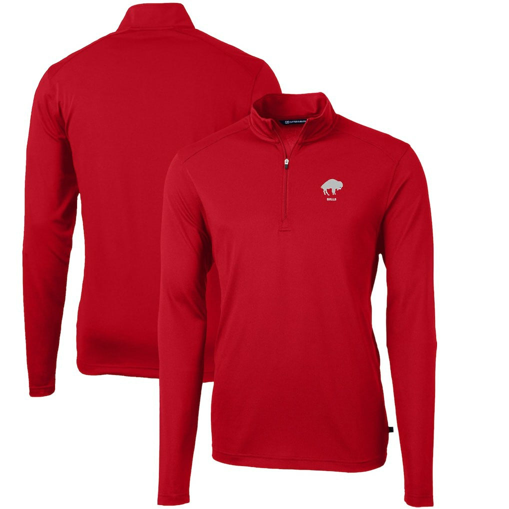 NFL Buffalo Bills Cutter & Buck Throwback Logo Virtue Eco Pique Recycled Quarter-Zip Pullover Top