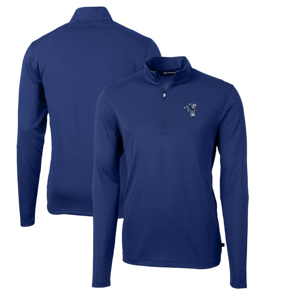 NFL Indianapolis Colts Cutter & Buck Throwback Logo Virtue Eco Pique Recycled Quarter-Zip Pullover Top
