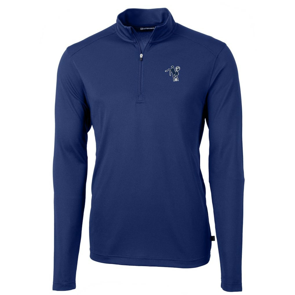 NFL Indianapolis Colts Cutter & Buck Throwback Logo Virtue Eco Pique Recycled Quarter-Zip Pullover Top