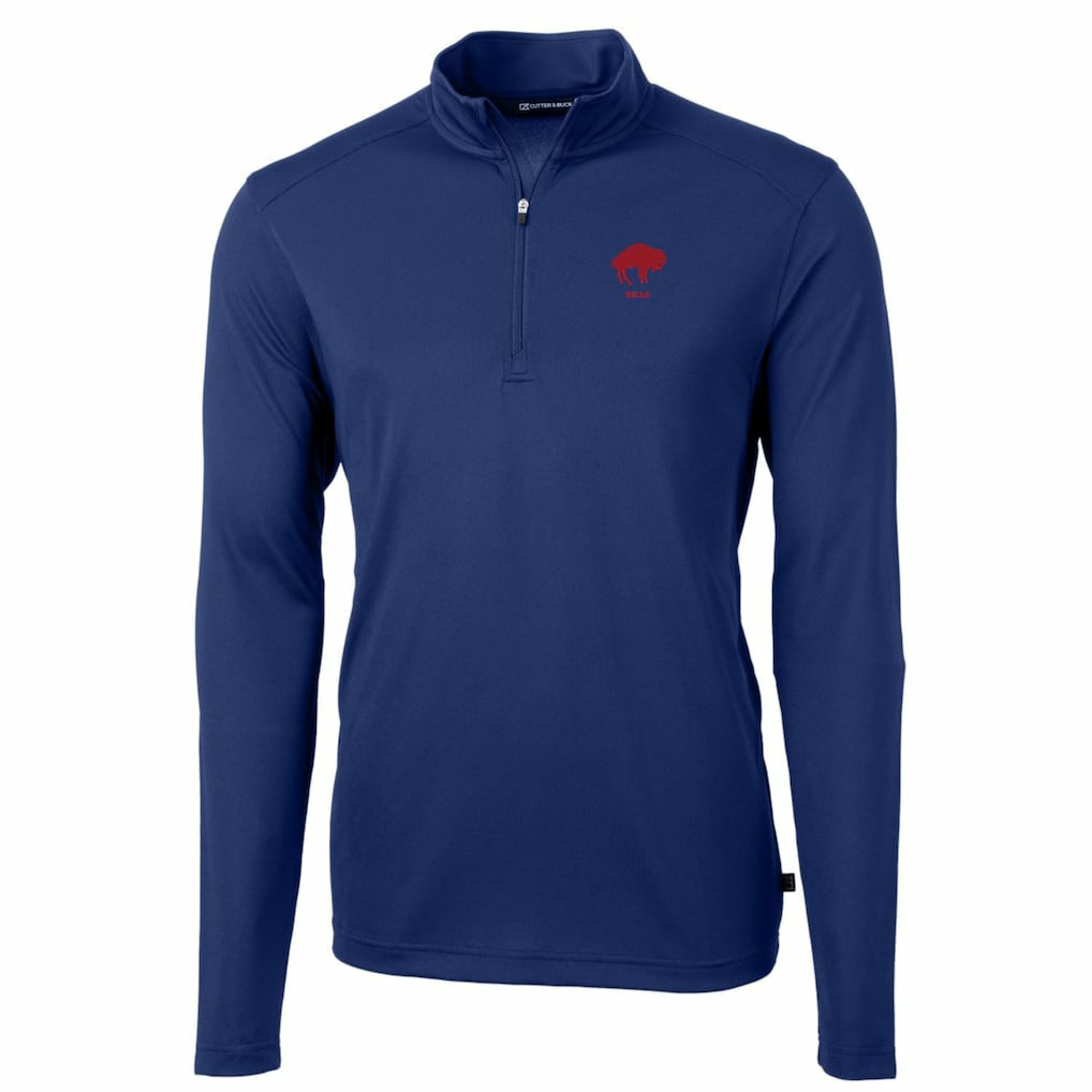 NFL Buffalo Bills Cutter & Buck Throwback Logo Virtue Eco Pique Recycled Quarter-Zip Pullover Top