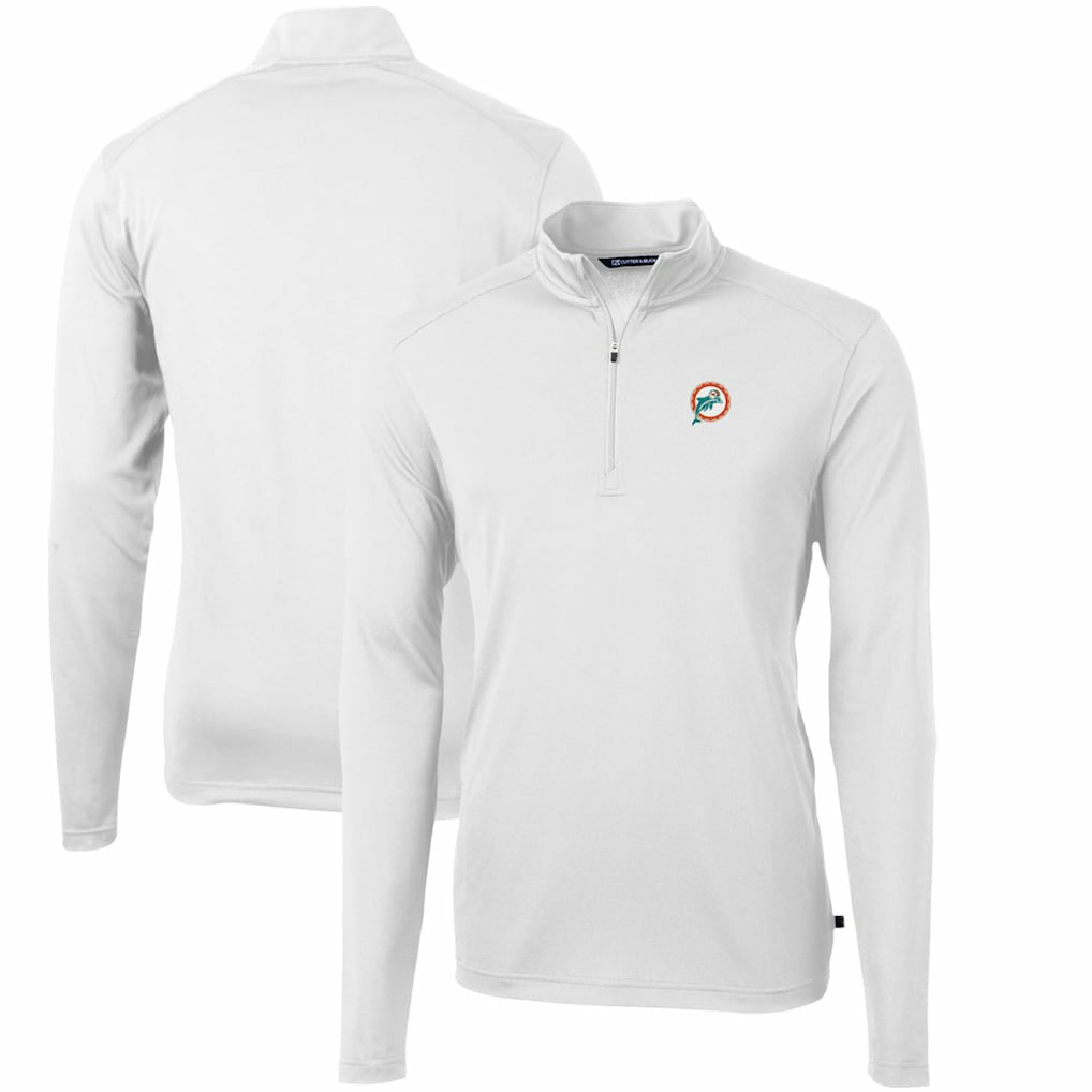NFL Miami Dolphins Cutter & Buck Throwback Logo Virtue Eco Pique Recycled Quarter-Zip Pullover Top