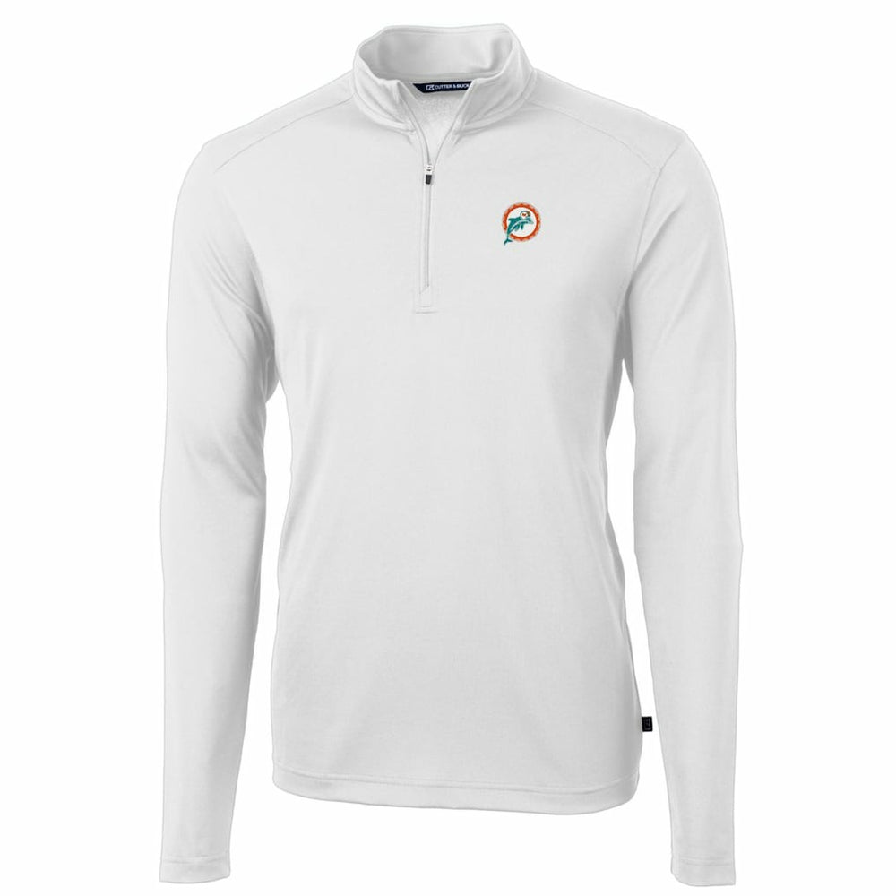 NFL Miami Dolphins Cutter & Buck Throwback Logo Virtue Eco Pique Recycled Quarter-Zip Pullover Top