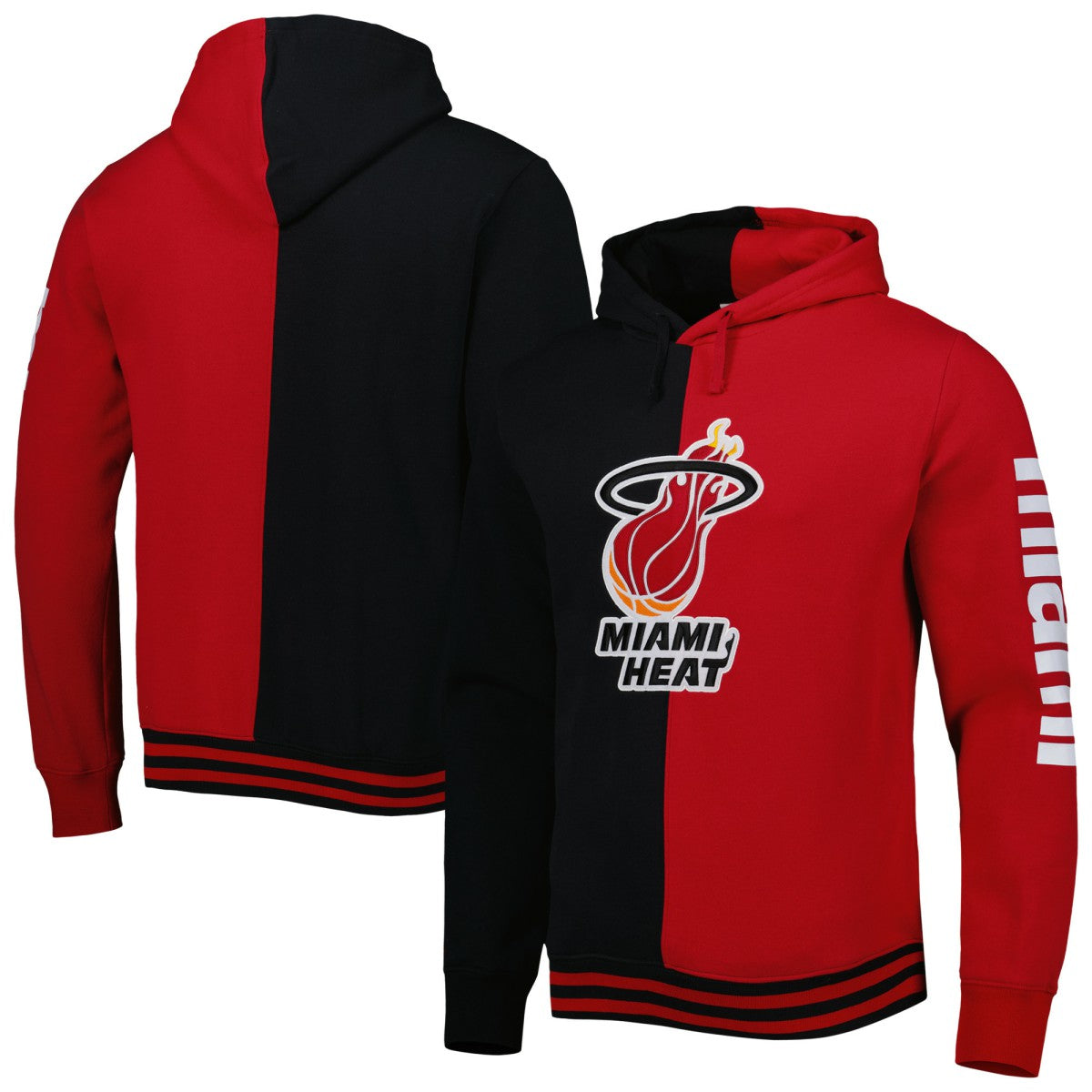 Miami Heat Hardwood Classics Split Pullover Hoodie - Black/Red | Mitchell & Ness sale