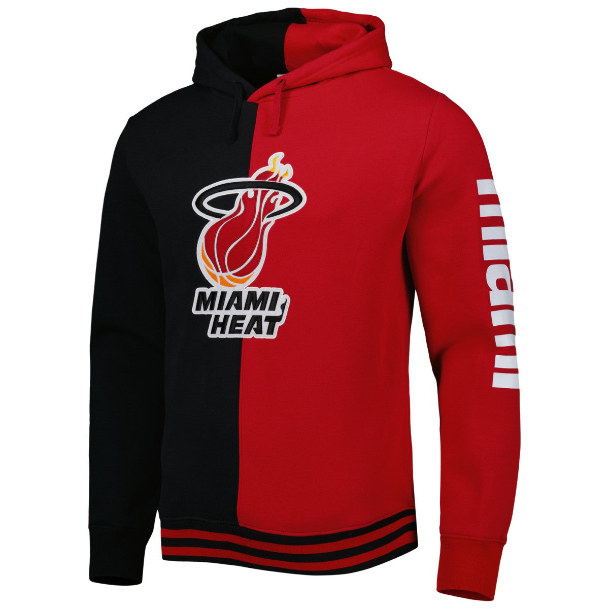 Miami Heat Hardwood Classics Split Pullover Hoodie - Black/Red | Mitchell & Ness sale