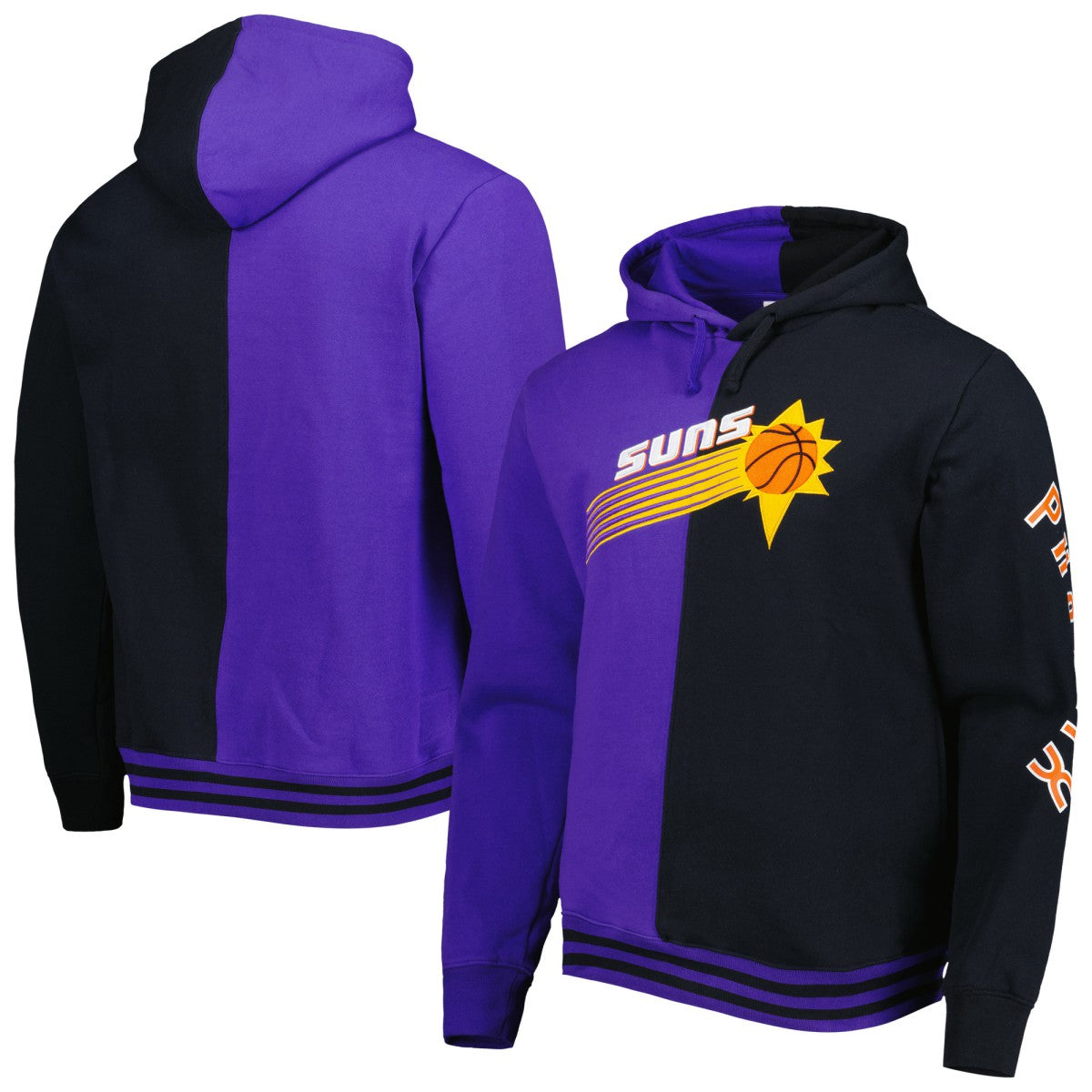 Phoenix Suns Hardwood Classics Split Pullover Hoodie - Purple/Black | Mitchell & Ness discount