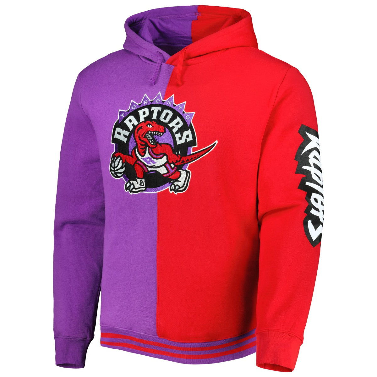Toronto Raptors Hardwood Classics Split Pullover Hoodie - Purple/Red | Mitchell & Ness outlet