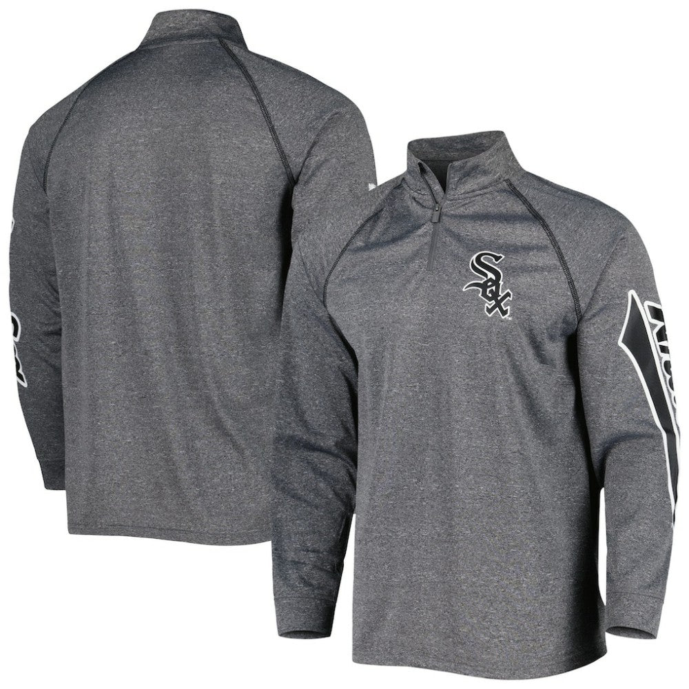 Chicago White Sox Stitches Wordmark Raglan Quarter-Zip Top - Heather Gray