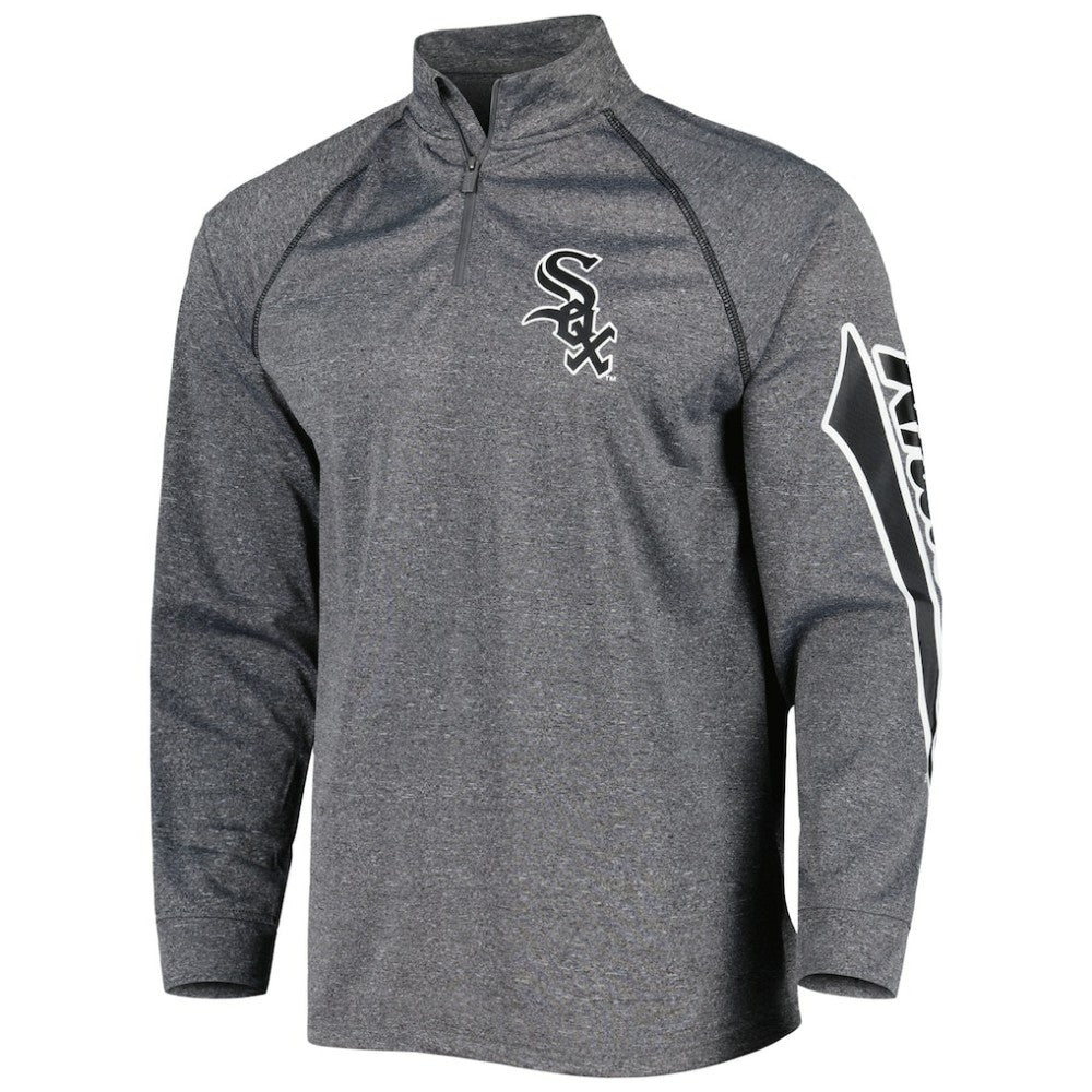 Chicago White Sox Stitches Wordmark Raglan Quarter-Zip Top - Heather Gray