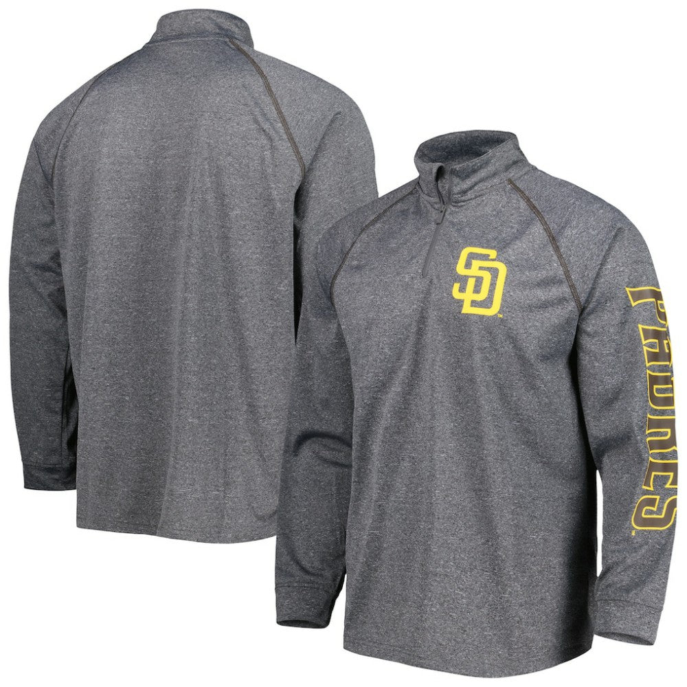 San Diego Padres Stitches Wordmark Raglan Quarter-Zip Top - Heather Gray