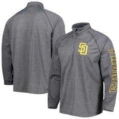 San Diego Padres Stitches Wordmark Raglan Quarter-Zip Top - Heather Gray