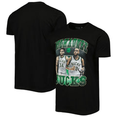 Giannis Antetokounmpo & Khris Middleton Milwaukee Bucks Stadium Essentials Unisex Player Duo T-Shirt - Black cheap