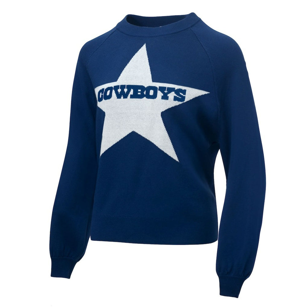 NFL Dallas Cowboys Lauren James Women's Wordmark Star Raglan Pullover Sweater