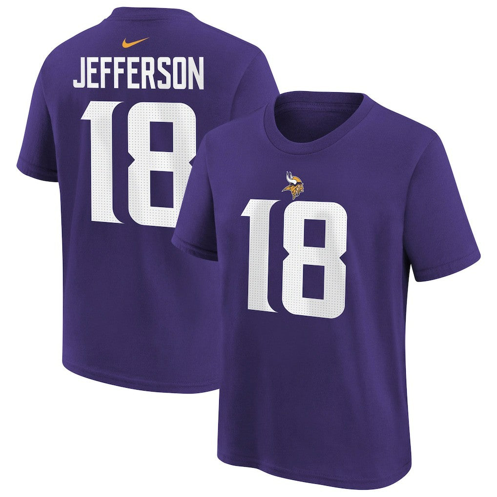 NFL Minnesota Vikings Justin Jefferson  Youth Player Name & Number T-Shirt