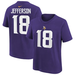 NFL Minnesota Vikings Justin Jefferson  Youth Player Name & Number T-Shirt