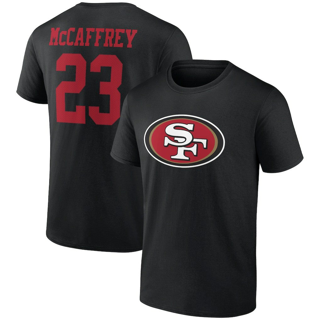 NFL San Francisco 49ers Christian McCaffrey  Icon Player Name & Number T-Shirt
