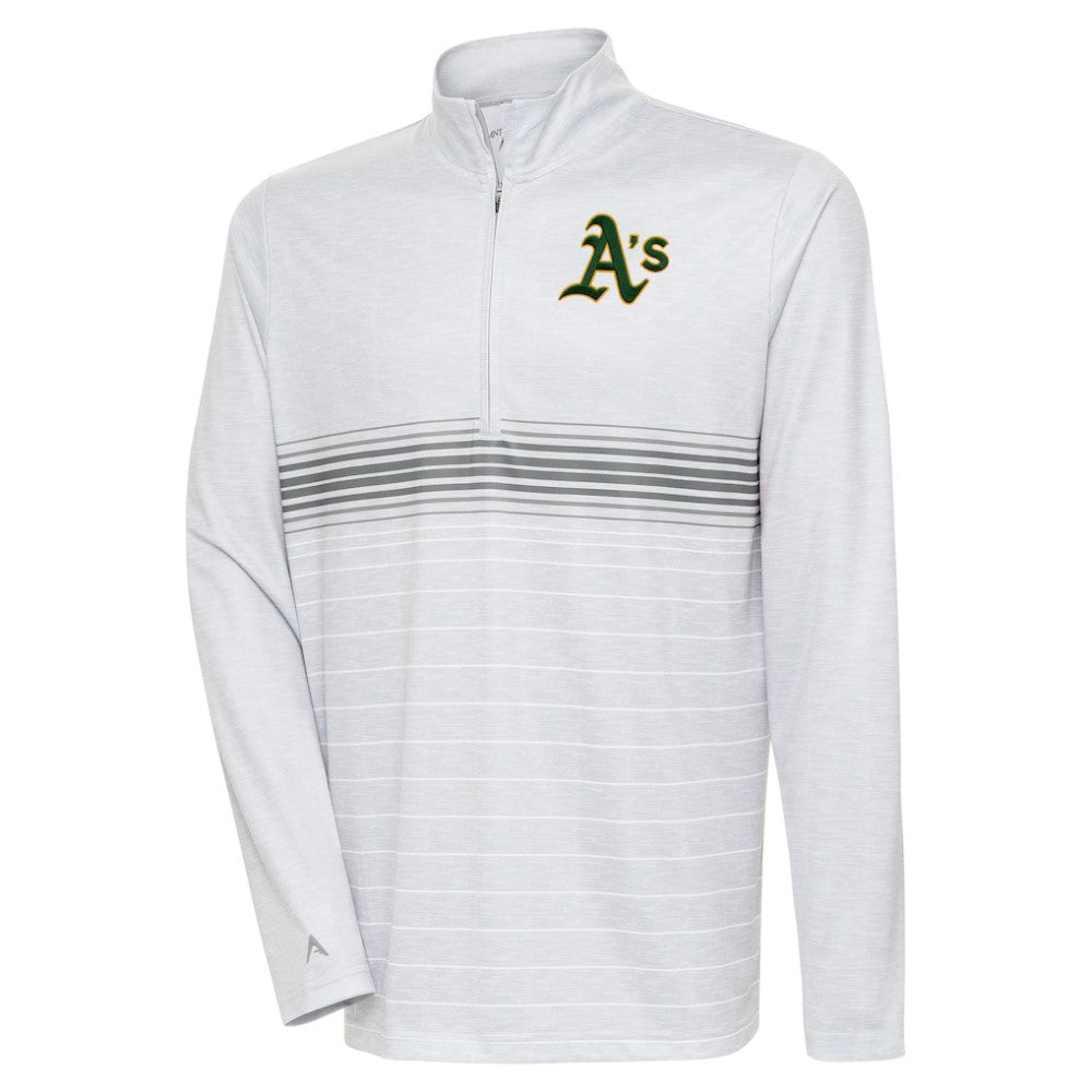 Athletics Antigua Bullseye Quarter-Zip Pullover Top - Heather Gray/Steel