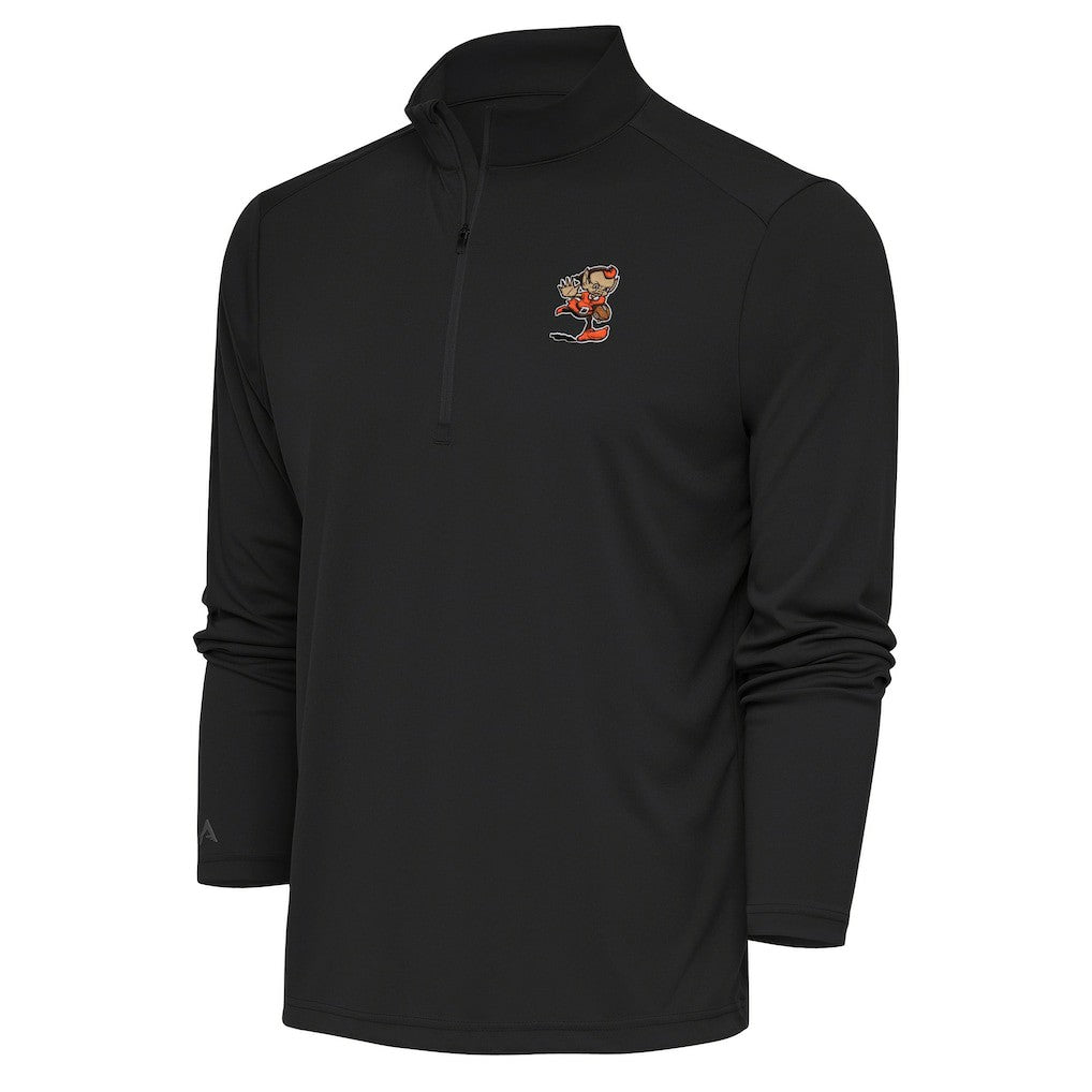 NFL Cleveland Browns Antigua Team Logo Tribute Quarter-Zip Pullover Top