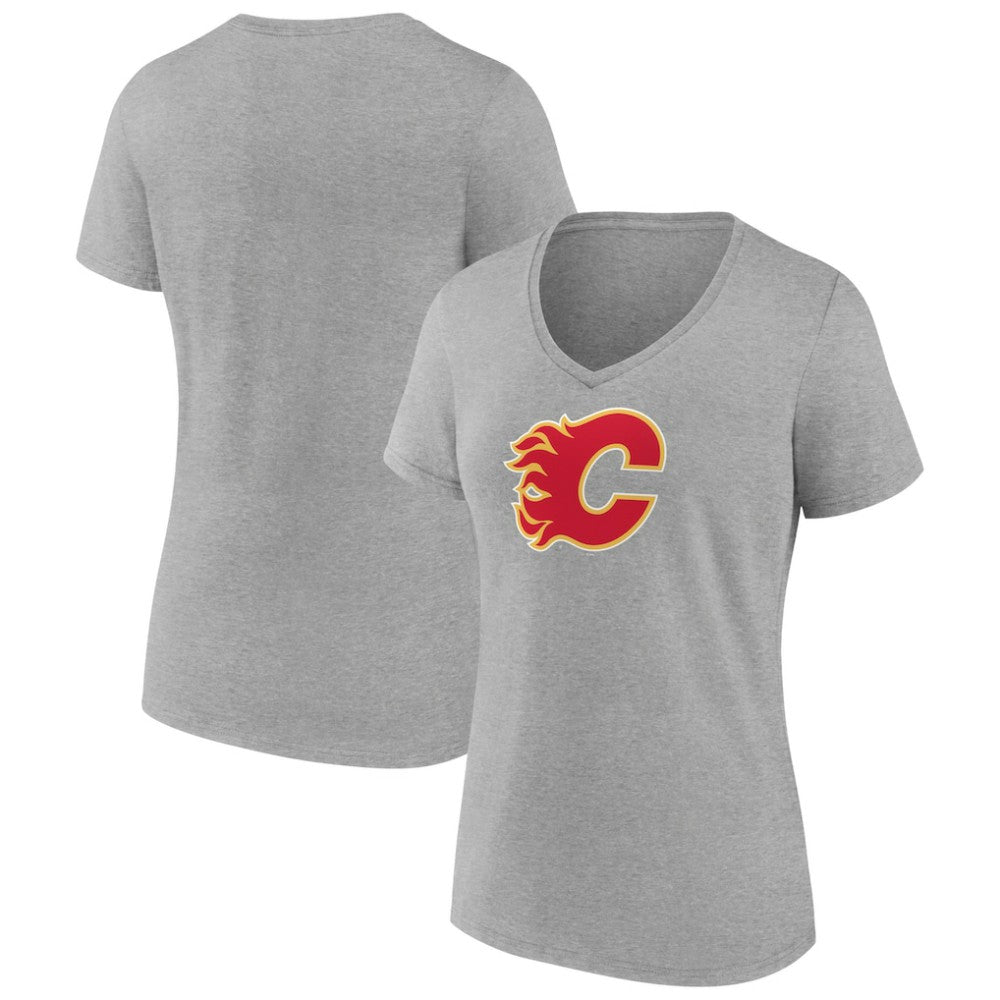Calgary Flames Women's Primary Logo Team V-Neck T-Shirt