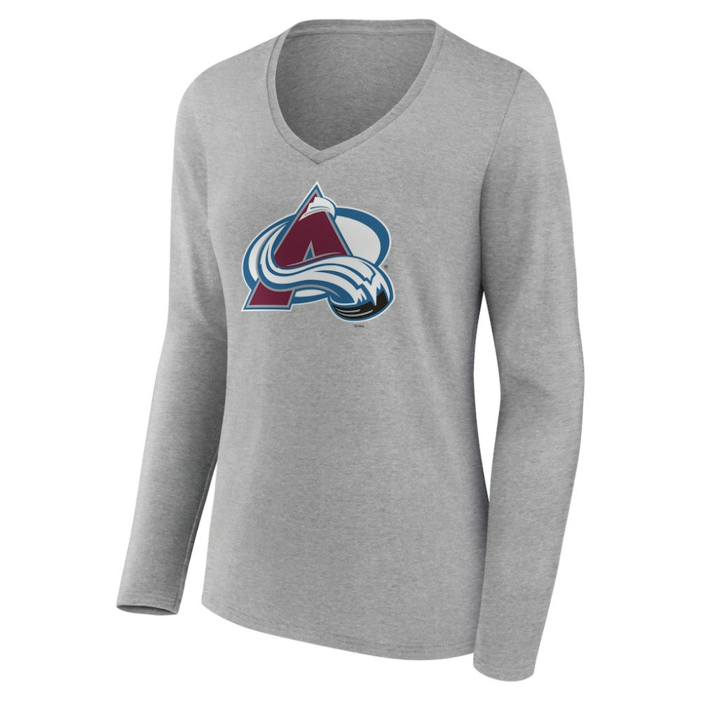 Colorado Avalanche Women's Primary Logo Team Long Sleeve V-Neck T-Shirt