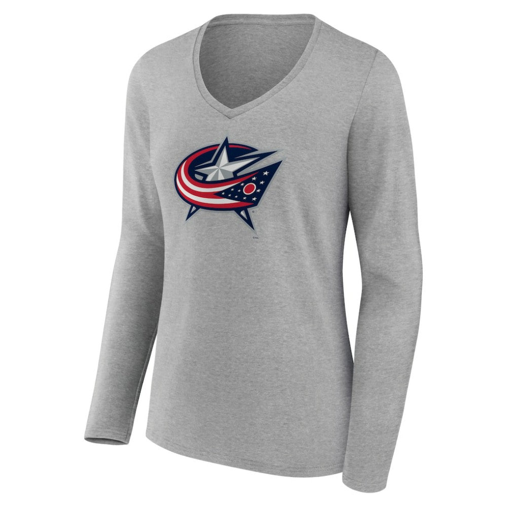 Columbus Blue Jackets Women's Primary Logo Team Long Sleeve V-Neck T-Shirt
