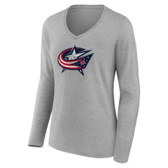 Columbus Blue Jackets Women's Primary Logo Team Long Sleeve V-Neck T-Shirt