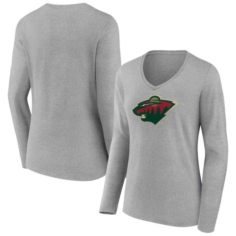 Minnesota Wild Women's Primary Logo Team Long Sleeve V-Neck T-Shirt