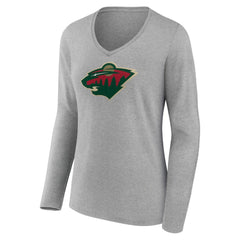 Minnesota Wild Women's Primary Logo Team Long Sleeve V-Neck T-Shirt