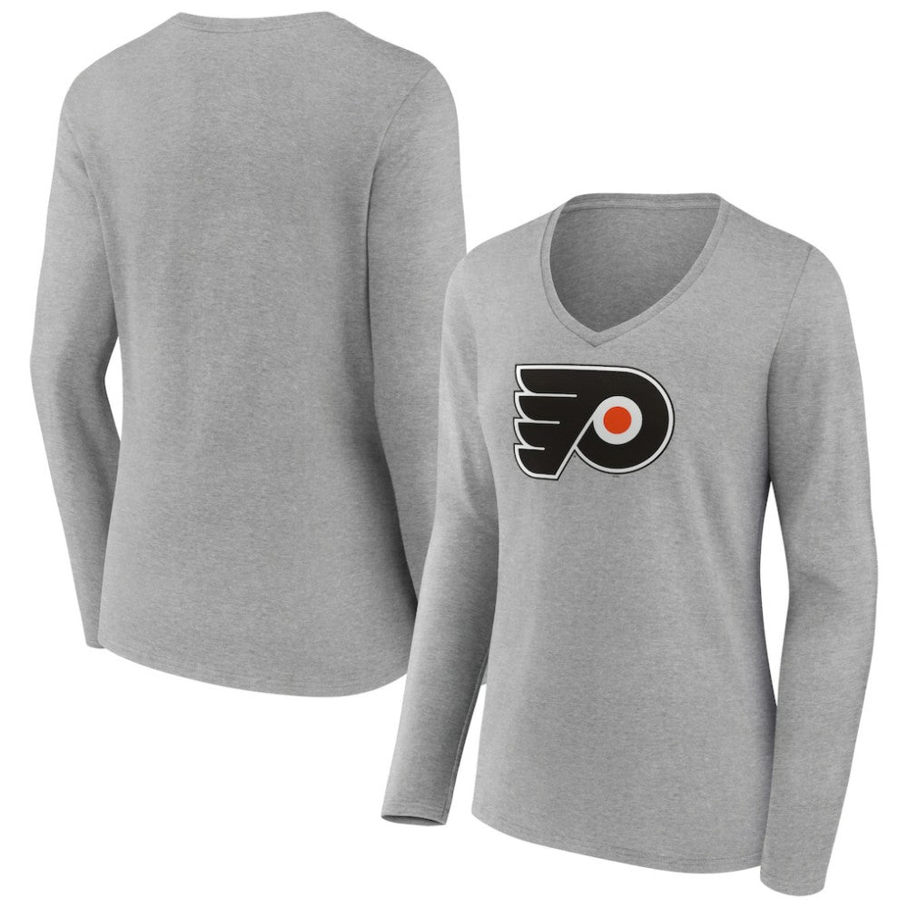 Philadelphia Flyers Women's Primary Logo Team Long Sleeve V-Neck T-Shirt