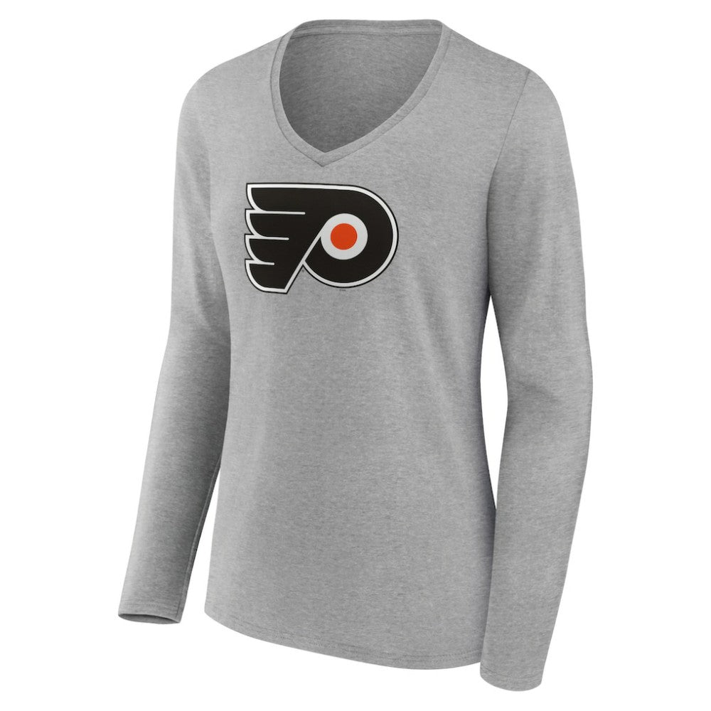 Philadelphia Flyers Women's Primary Logo Team Long Sleeve V-Neck T-Shirt