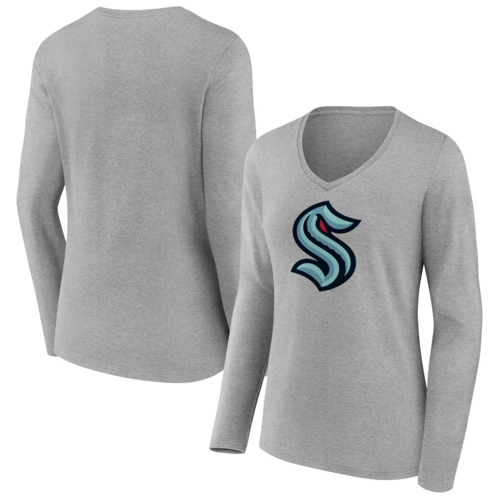 Seattle Kraken Women's Primary Logo Team Long Sleeve V-Neck T-Shirt