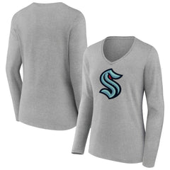Seattle Kraken Women's Primary Logo Team Long Sleeve V-Neck T-Shirt