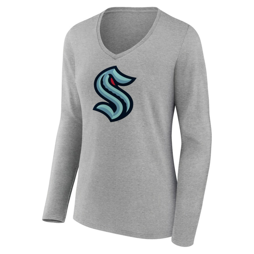 Seattle Kraken Women's Primary Logo Team Long Sleeve V-Neck T-Shirt