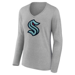 Seattle Kraken Women's Primary Logo Team Long Sleeve V-Neck T-Shirt
