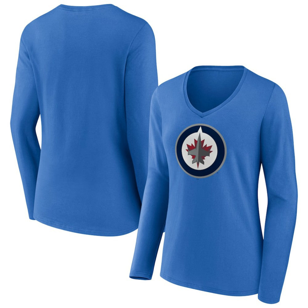 Winnipeg Jets Women's Primary Team Logo Long Sleeve V-Neck T-Shirt