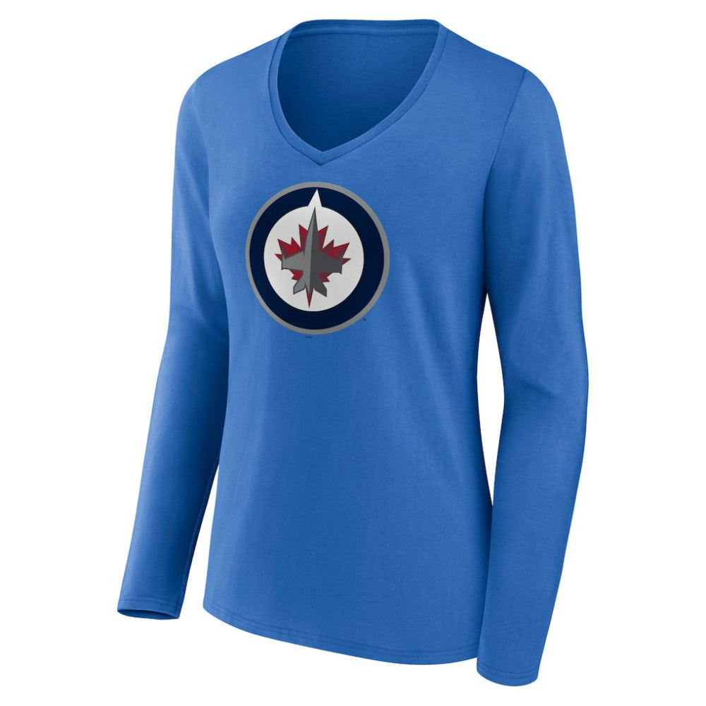 Winnipeg Jets Women's Primary Team Logo Long Sleeve V-Neck T-Shirt