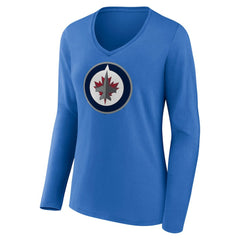 Winnipeg Jets Women's Primary Team Logo Long Sleeve V-Neck T-Shirt
