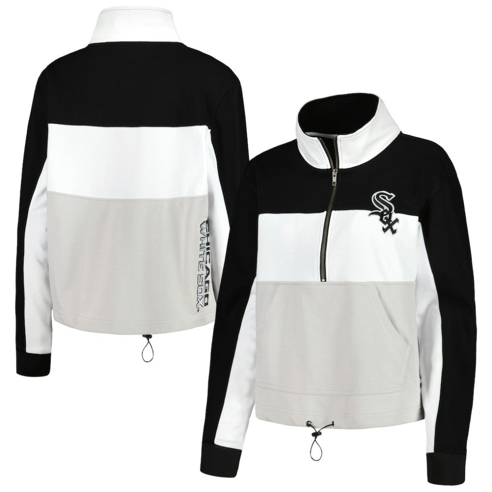 Chicago White Sox The Wild Collective Women's Color Block Half-Zip Jacket - Black/White