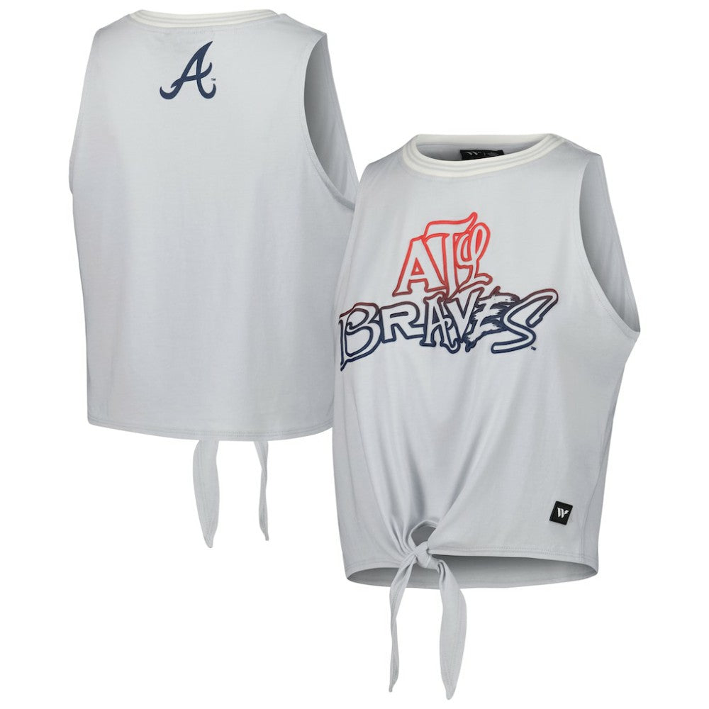Atlanta Braves The Wild Collective Women's Twisted Tie Front Tank Top - White