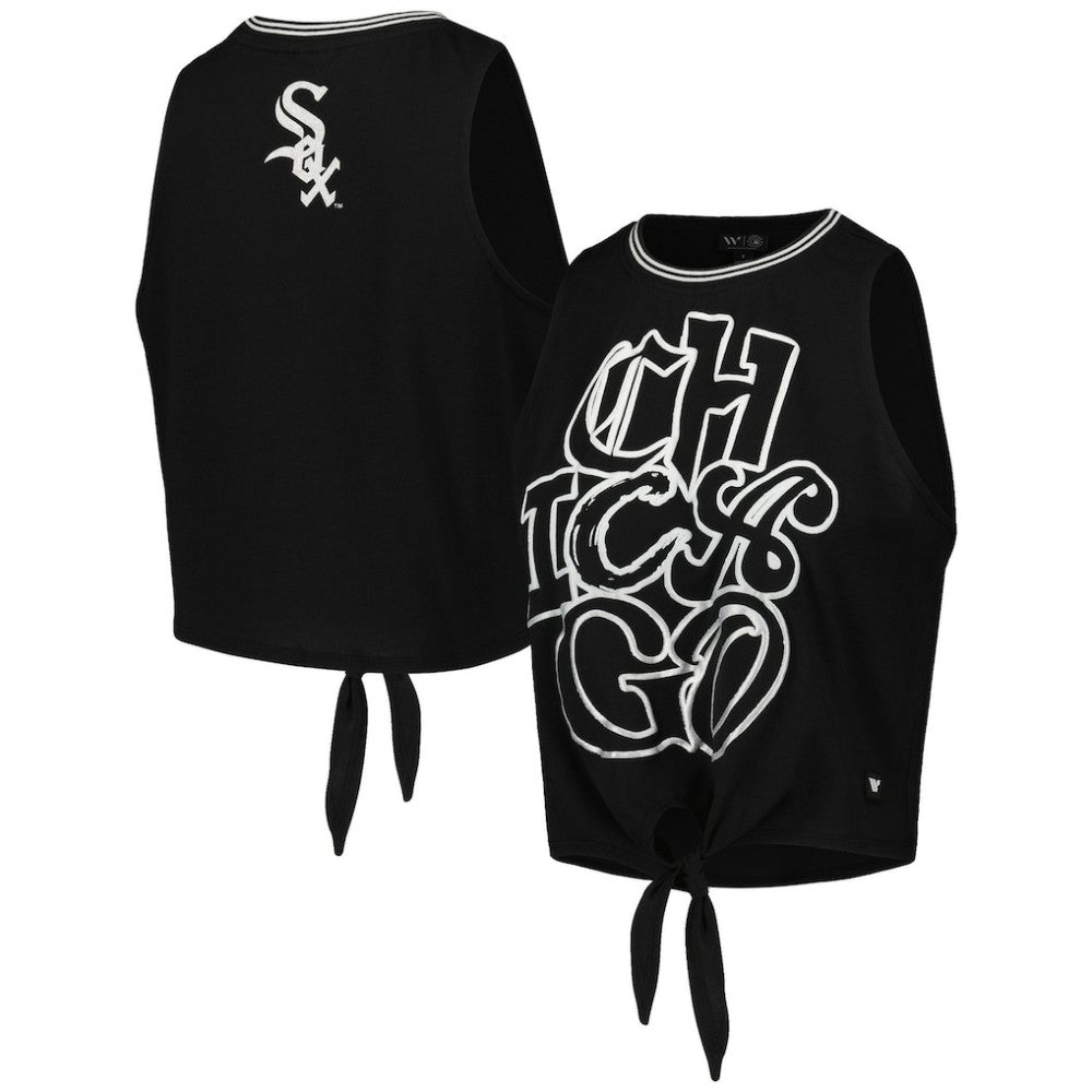 Chicago White Sox The Wild Collective Women's Twisted Tie Front Tank Top - Black