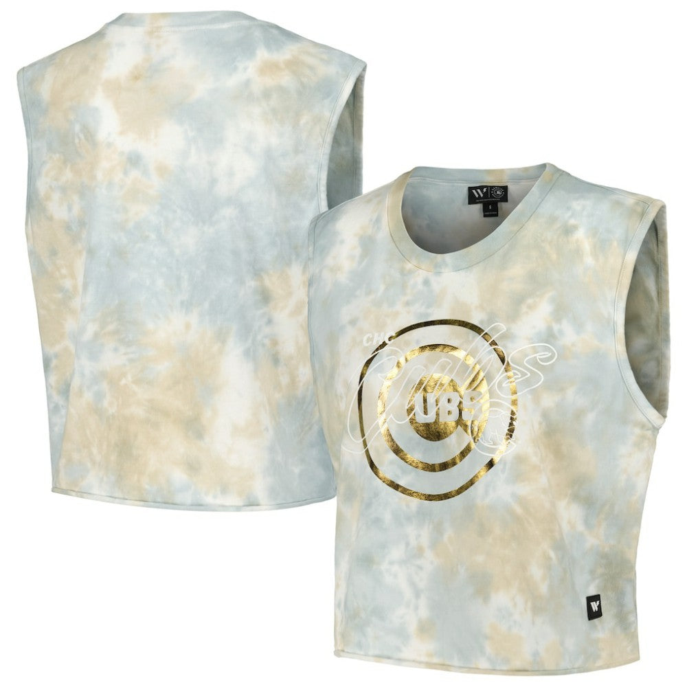 Chicago Cubs The Wild Collective Women's Washed Muscle Tank Top - White