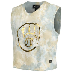 Milwaukee Brewers The Wild Collective Women's Washed Muscle Tank Top - White